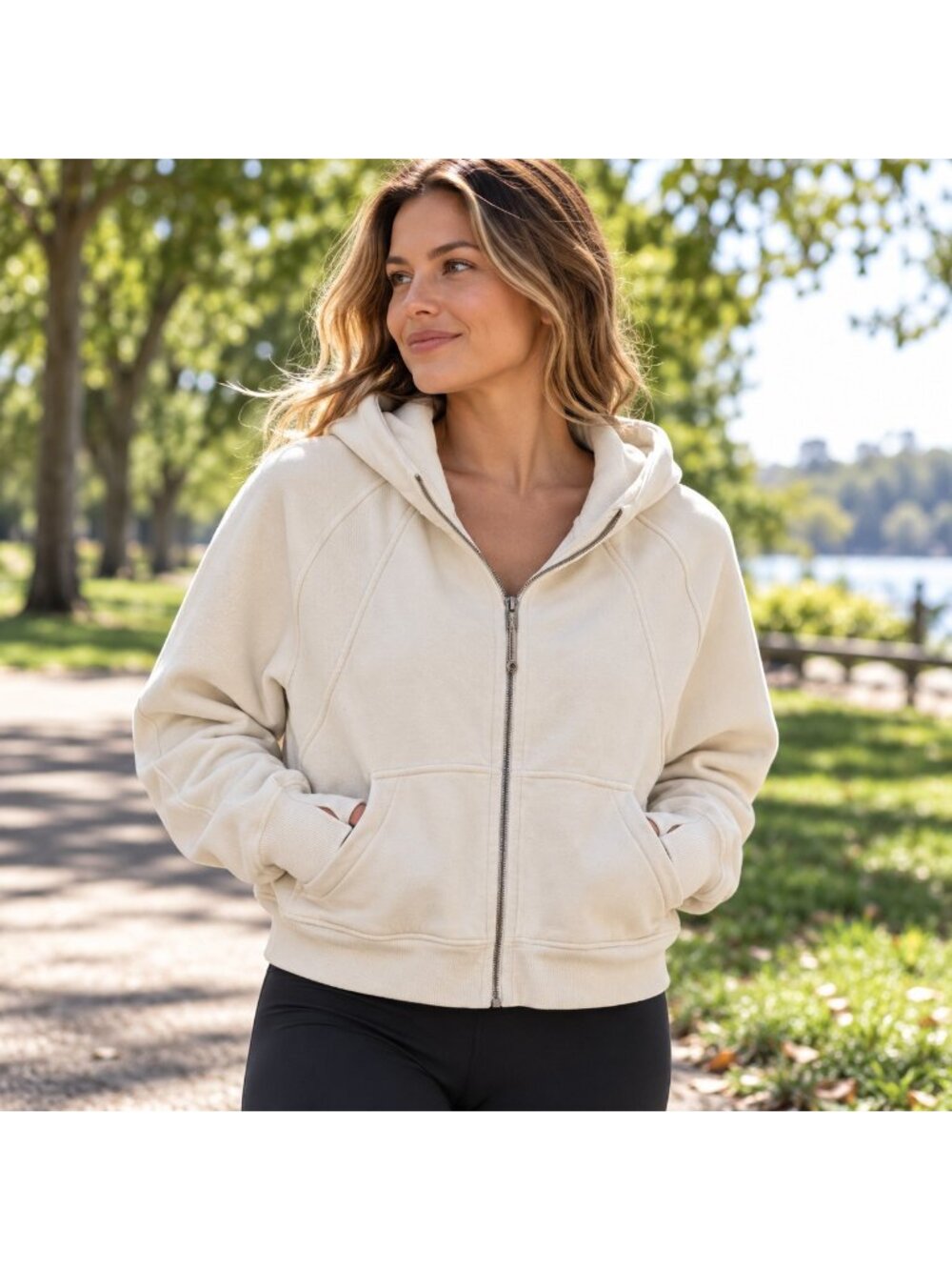 Lululemon Scuba Oversized Full Zip Hoodie White Opal Cream XS/S
